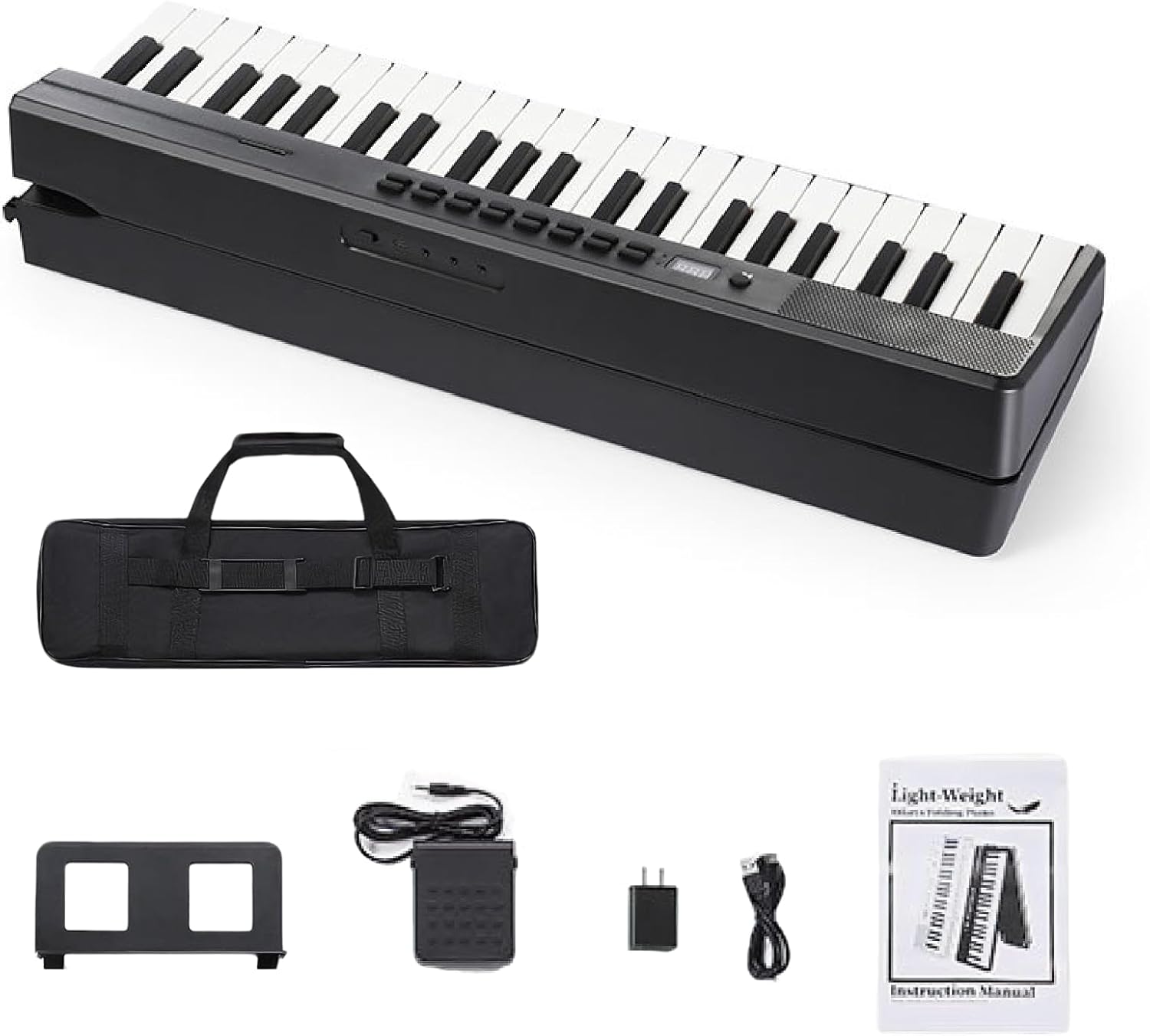 88-key foldable digital piano, full-size semi-weighted keys, portable electric piano, stereo speakers