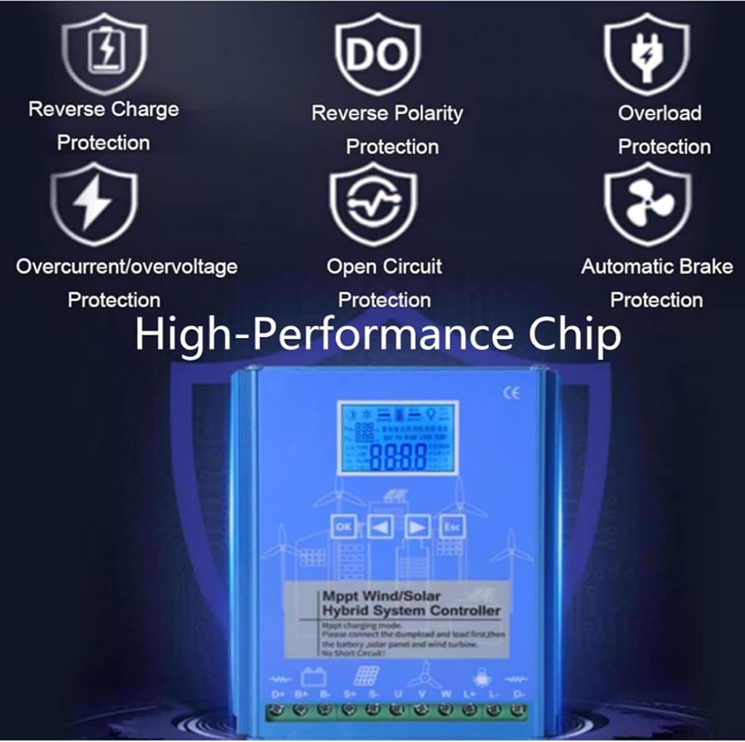 12V 24V 48V 8000W Wind Solar Hybrid Charge Controller, MPPT Charge for Solar Panel Wind Turbine,Apply to Lithium Lead Acid Battery12v,48V