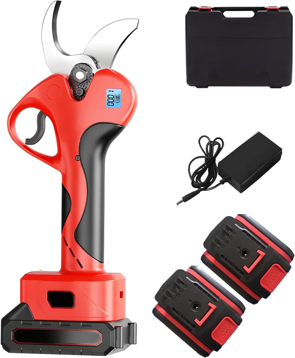 Professional Cordless Electric Pruning Shears, 40mm Cutting Diameter, 21v Battery Powered Tree Branch Cutter, With Digital Display & Backup Battery, For Treetop Pruning (SC-003)