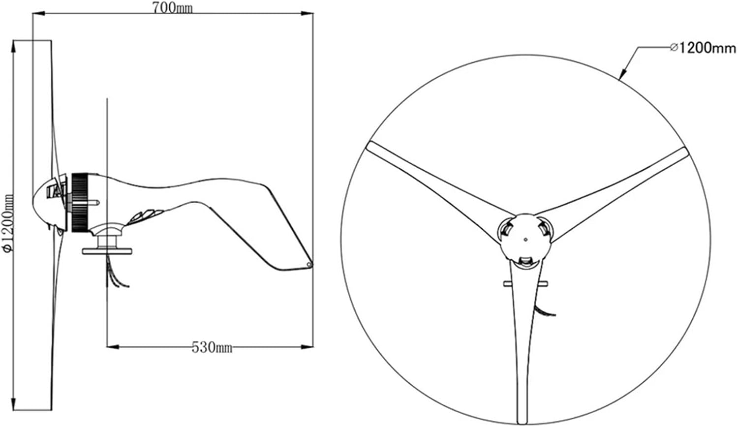 12V/24V/48V/220V Small Windmill Generator 6000W Wind Generator Kit with MPPT Controller for Off Grid Wind Solar Complementary System(Blue)
