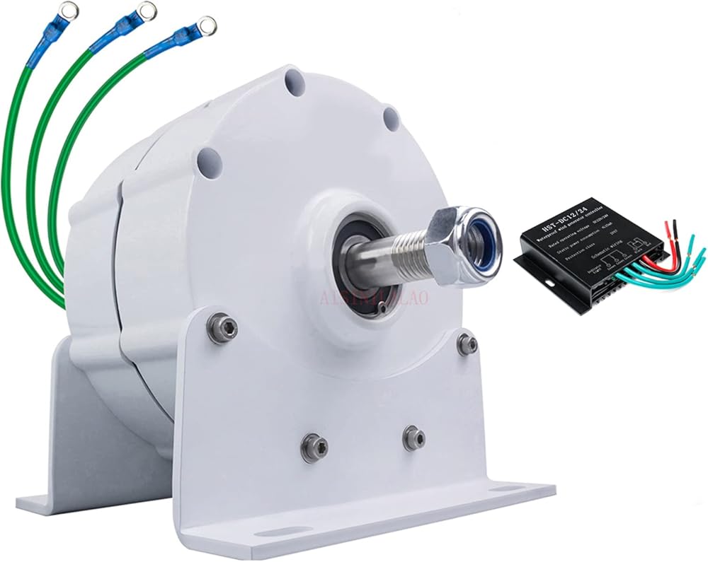 220v,HUIZHITENGDA Low RPM 5000W 500RPM Gearless Permanent Magnet Generator 3 Phase AC Alternators Easy To Install Suitable for Hydraulic/Wind Power (12V-220V,with Base)