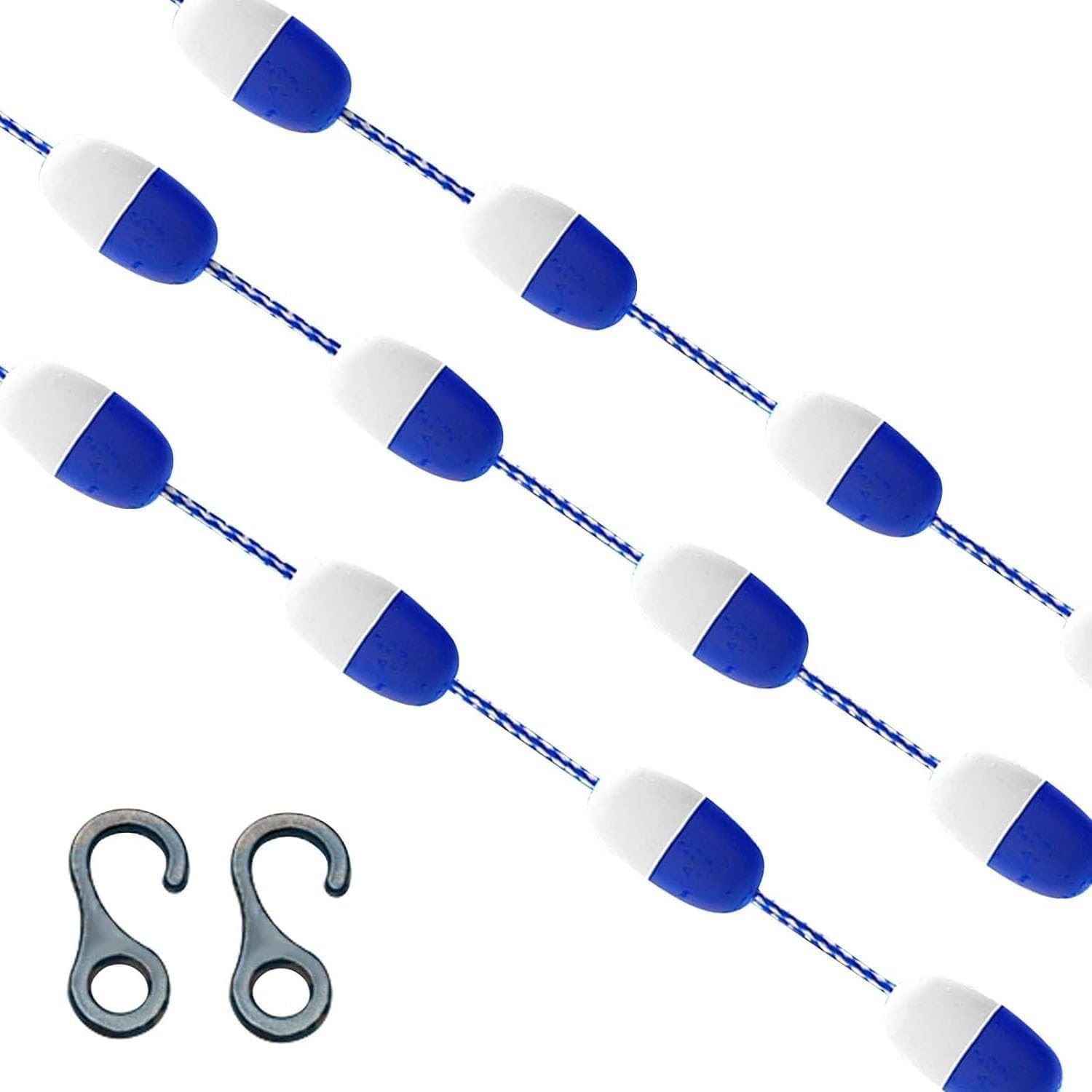 Pool Safety Rope and Float Kit, 8ft 32ft 66ft 110ft 150ft 200ft Pool Safety Float Line Divider Rope Kits,Portable Reusable Floating Barrier with Hooks Lightweight Buoy Demarcation Line(200ft/60.96m)