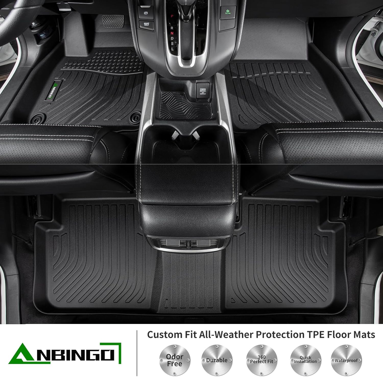 ANBINGO®Floor Mats Fit for Honda Accord Sedan 2023-2026 (Include Hybrid Models) All Weather Mats for Accord 2023 TPE Car Mat Rugs for Accord 2024 Rubber Trunk Carpet for Accord 2025 Accessories