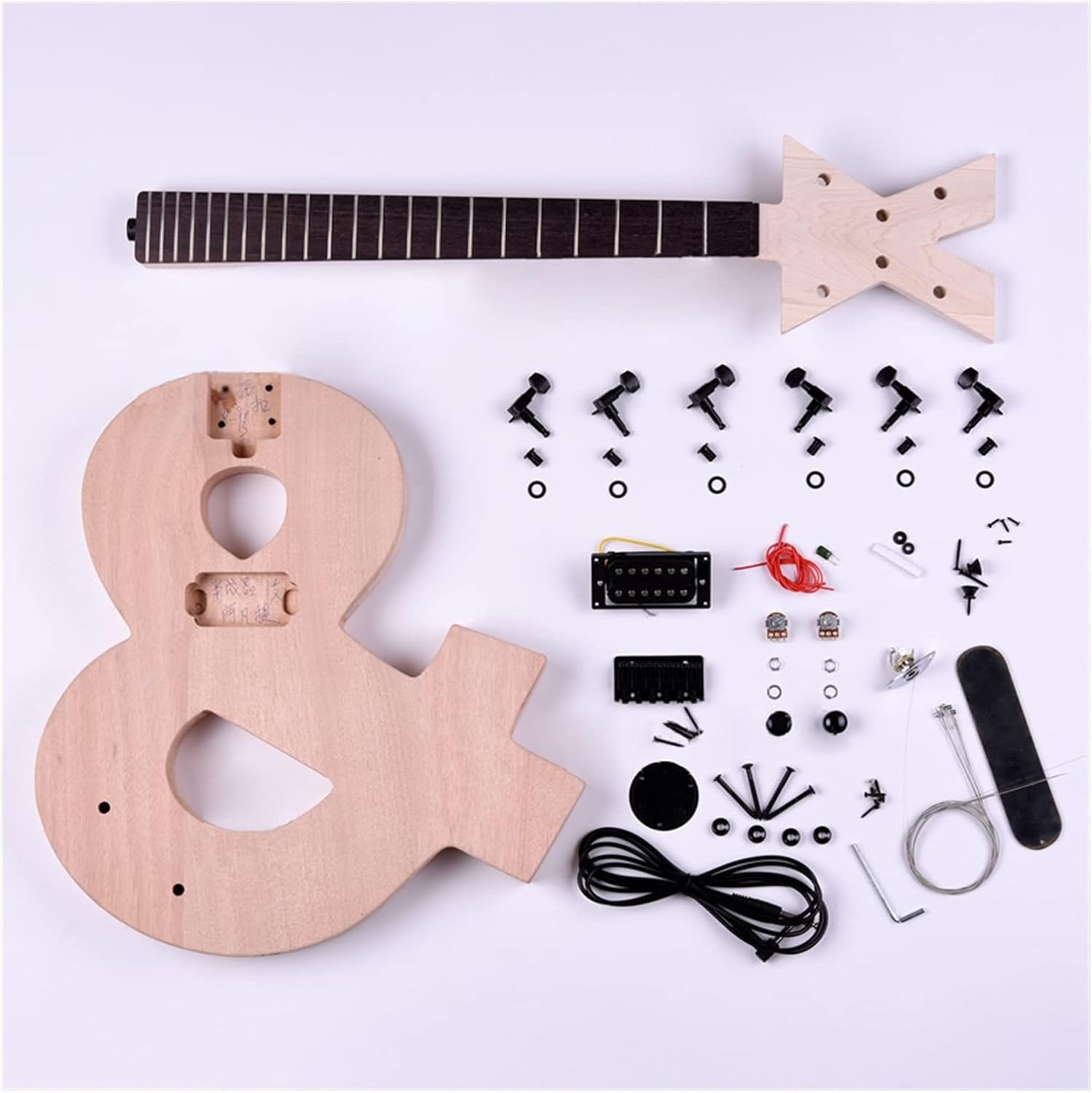 TSTS Music Musical Note Design 6 Strings DIY Electric Guitar Kit Mahogany Body Maple Neck Rosewood Fingerboard Unfinished Electric Guitar Kit