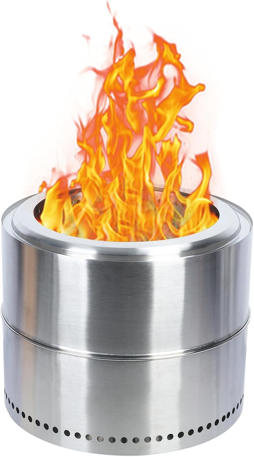 Smokeless Fire Pit, Wood Burning BBQ Firepit, Stainless Steel Portable Outdoor Fireplace with Ash Tray, Bonfire Firepit for Outside Patio Camping, Ideal for 3-5 People 50cm