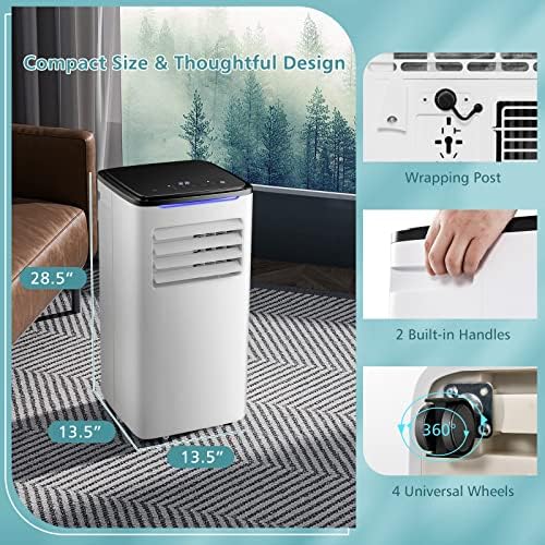 HOMGX 8000 BTU Portable Air Conditioner, 3-in-1 AC Unit with Dry Mode & Quiet Sleep, Remote Control & 24H Timer, Freestanding Cool Fan Dehumidifier for Home Office up to 250 Sq.Ft. (8000BTU)