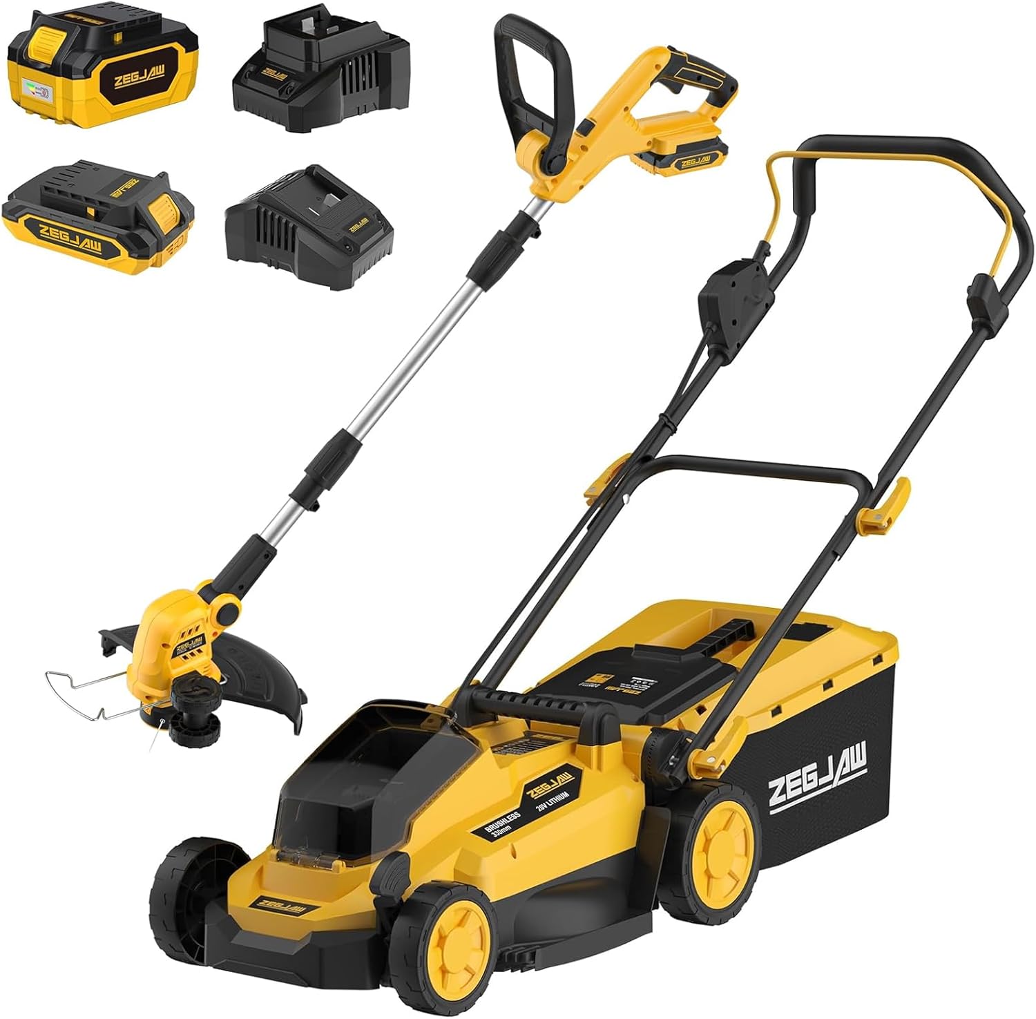 13-Inch 20V Electric Lawn Mower Cordless and 12 Inch 20V Weed Wacker Cordless