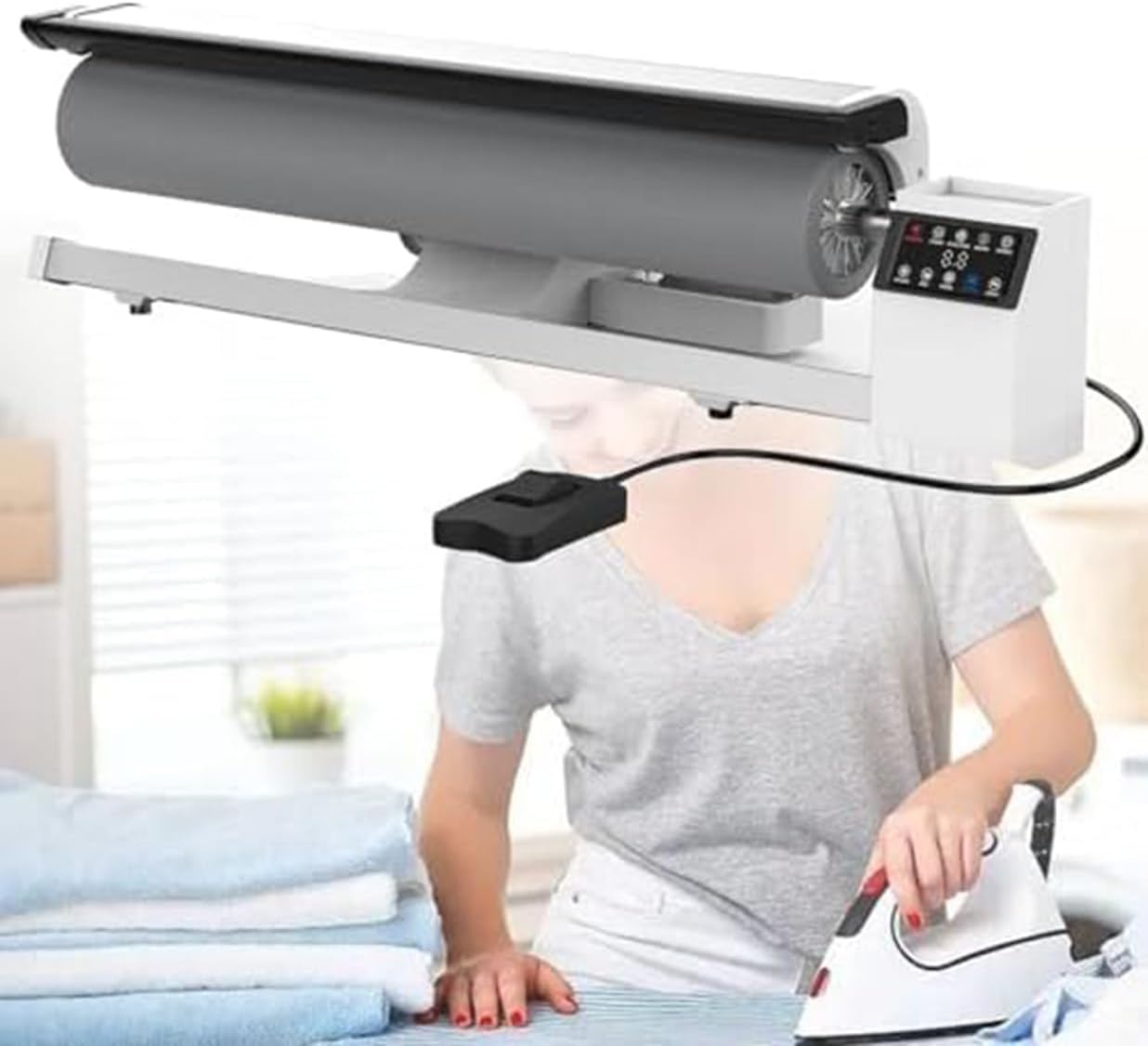 Commercial Roller Ironing Machine, 36 Inch Rotary Steam Press for Efficient Laundry, Digital Fabric Rotary Steamer for Pillowcases and Napkins Care