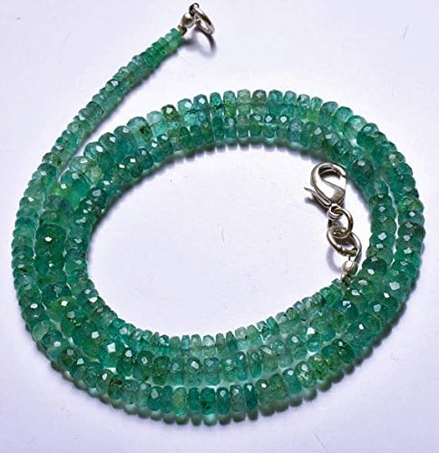 1 Strand Natural 17 Inches Stands AAAA Gems Quality 100% Natural Emerald Transparent Faceted Roundels Beads Necklace 2.5 to 5 MM