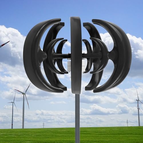 10000W Vertical Wind Turbine Generator Kit - 5 Blade 12V/24V Windmill with Controller for Eco-Friendly Home & Street Lighting, Renewable Energy Solution, Blue, Efficient Power Generation