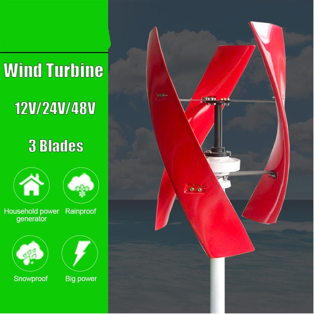 Wind Turbine Generator Kit, 12V-220V 14000W Wind Power Generator, 3 Spiral Blades Vertical Axis Wind Power Wind Maglev Generator Energy