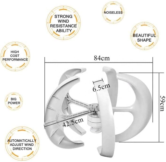 Wind Turbine Generator Kit, 1000W Wind Turbine 12v 24v Vertical Axies Wind Generator Small Windmill Energy With MPPT Charge Controller Homeuse for Hybrid Solar Wind System(White,MPPT CONTROLLER_12V)