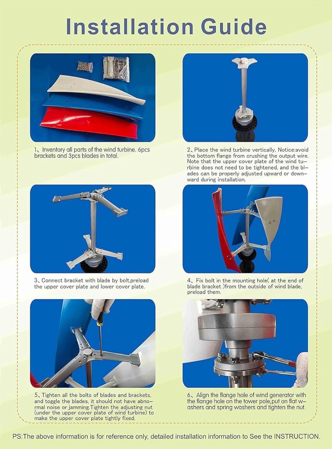 CAJUCA 5000W Wind Turbine Generator Vertical Axis Wind Turbine Teaching Model High Efficiency 3 Blades Turbine Generator Kit