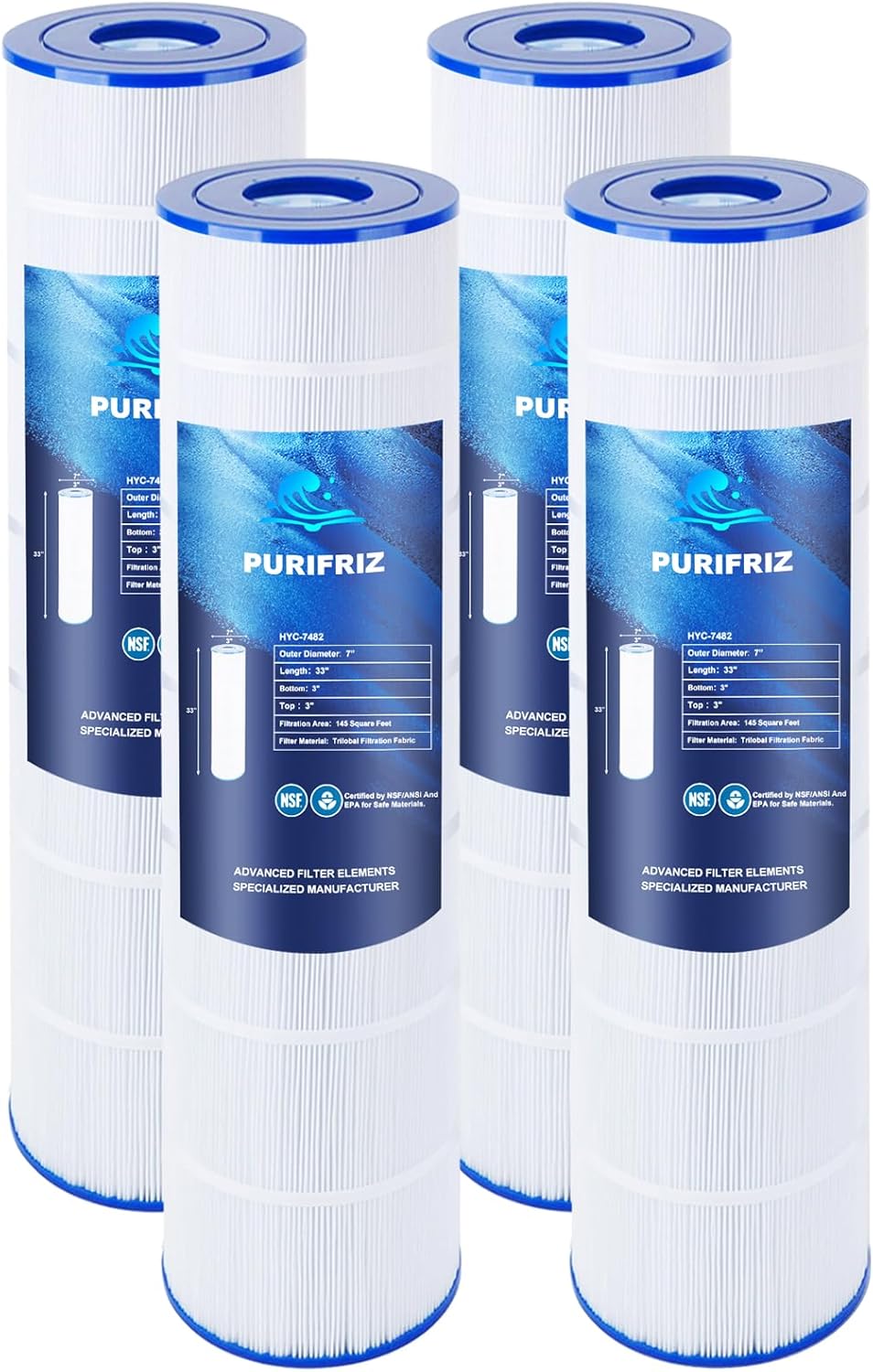 CL580 Pool Filter Compatible with Jandy CL580 CV580, C-7482, PJAN145, FC-0820, FC-6415, Ultral-A10, R0357900, A0104100, SD-01109, Upgraded Fabric 4x145 Sq. Ft, L x OD: 33