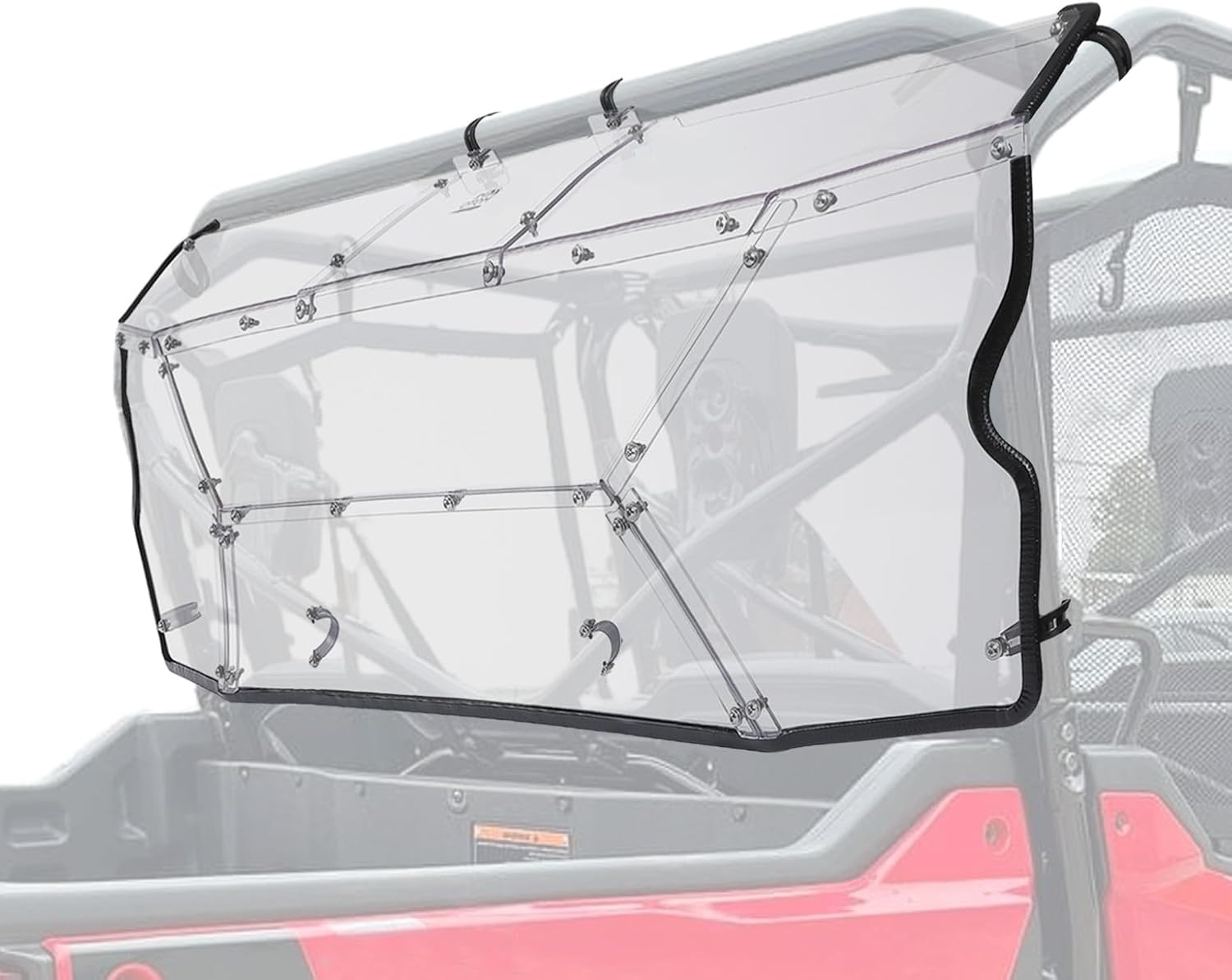 KEMIMOTO Scratch-Resistant Rear Windshield Compatible with 2023 2024 2025 Pioneer 1000-6, Better Sealing, No Water Leak, 1/5’’ Thick PC Material UTV Back Window, 9-Piece Assembly, Accessories