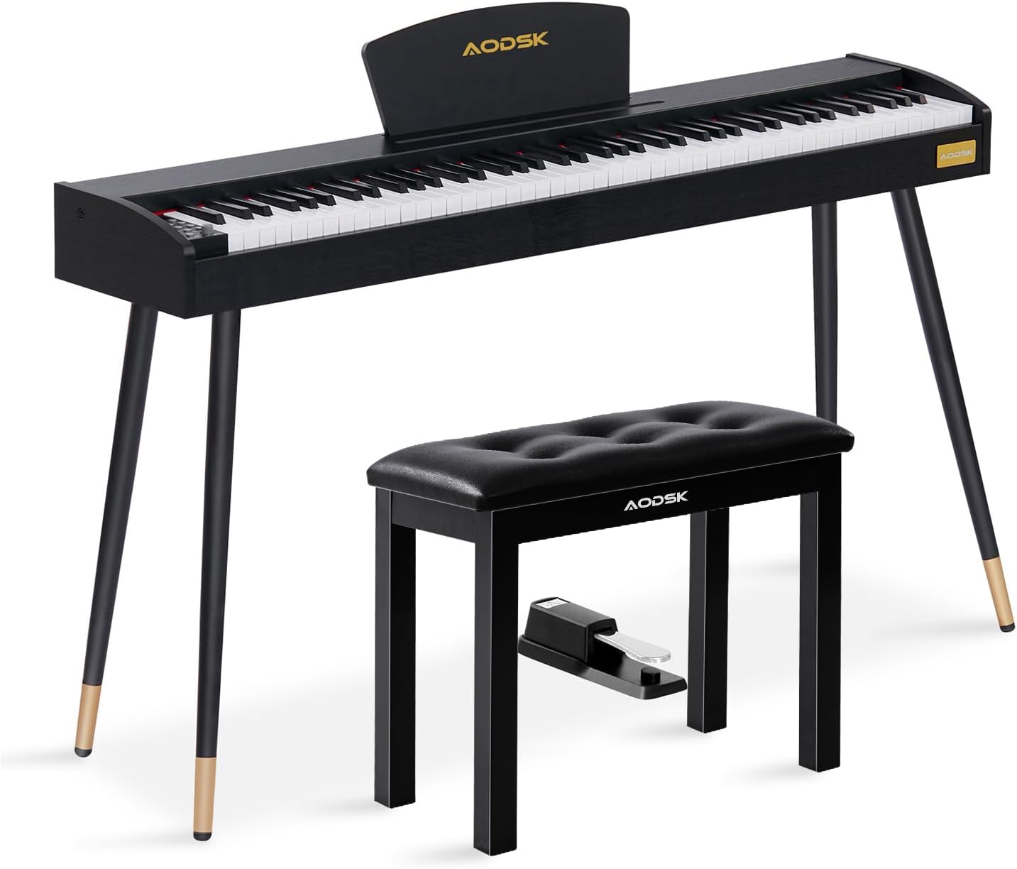 AODSK AD-X1 Beginner Digital Piano 88 Key Keyboard+AODSK Iron Piano Bench UAP-10