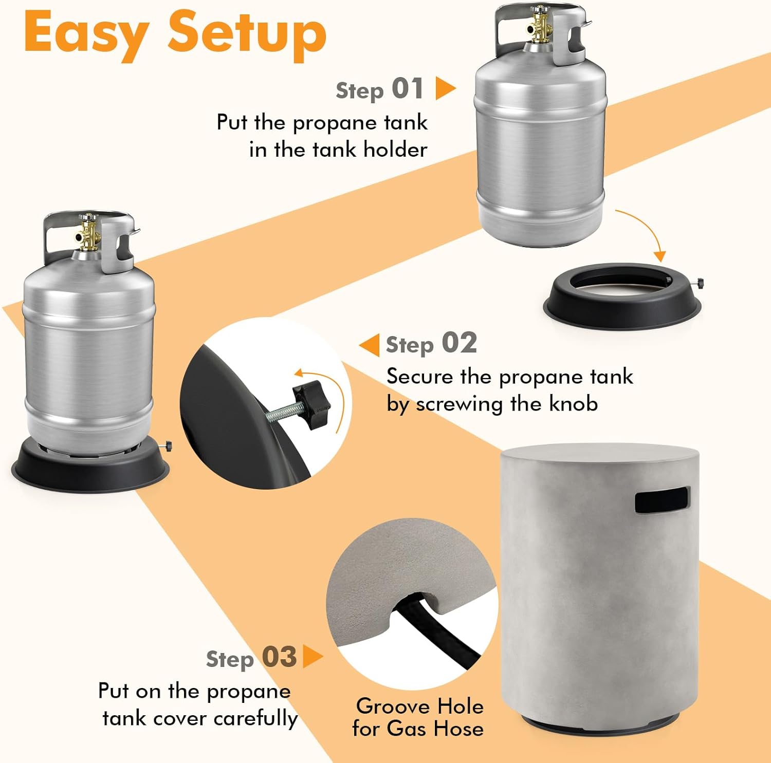 Giantex Propane Tank Cover Table - Outdoor Gas Tank Storage Side Table Fits 20 LBS Propane Gas Tank for Gas Fire Pit Gas Grill Griddle Propane Stoves, Tank Holder with Handles, Hideaway Table, Gray