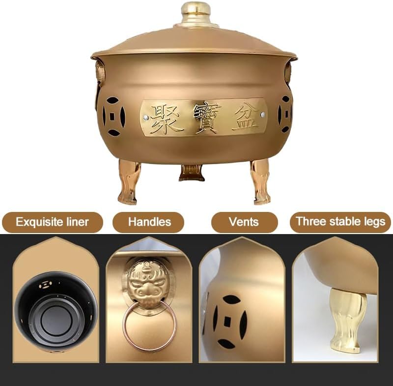 Fire Pit, Burn Cage, Garden Incinerator, with Lid and Handle, Trash Burning Containers, Burn Barrels for Outside, for Patios, Decks and Backyards(Red)