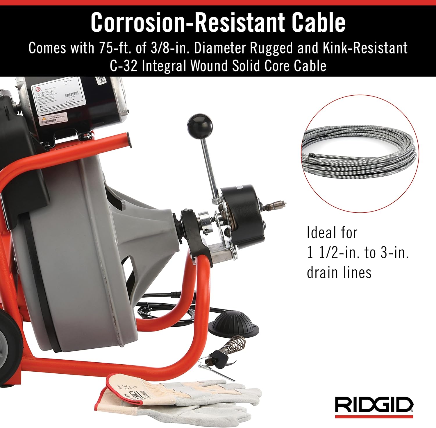 RIDGID K-400 Drain Cleaning 115-Volt Drum Machine Kit with AUTOFEED Control and C-32IW 3/8