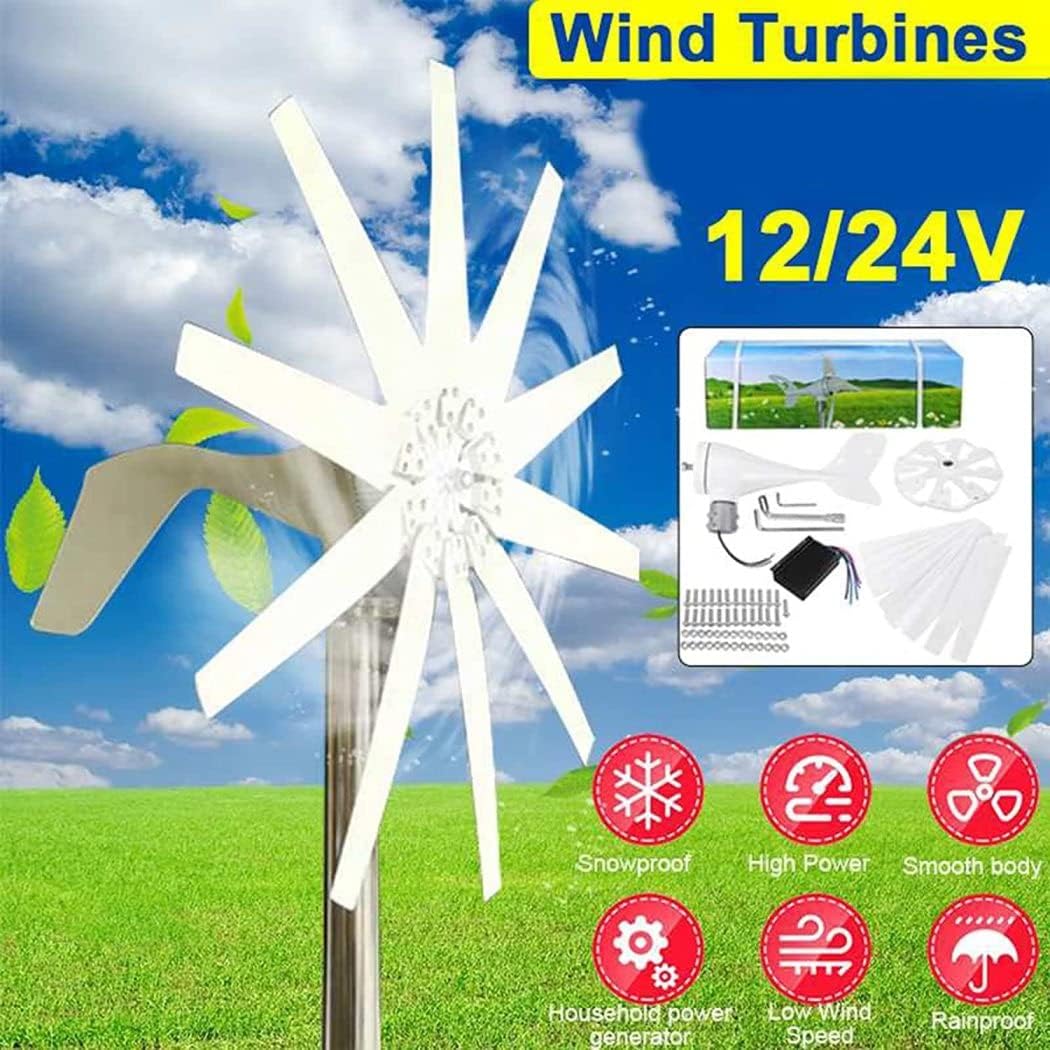 LiuSj JUnSt 8000W Horizontal Wind Turbines Generator Kit,12V 24V 48V 10 Blades Easy Installation Vertical Wind Turbine with Controller for Home Use (White)