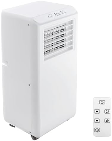 Portable Air Conditioner, 8000BTU Cooling for Rooms up to 350 Sq.Ft., 3-in-1 AC Unit with Remote Control – Cooling, Dehumidifier, Fan,Low Noise, Energy Saving and Efficient Drain Design, White.