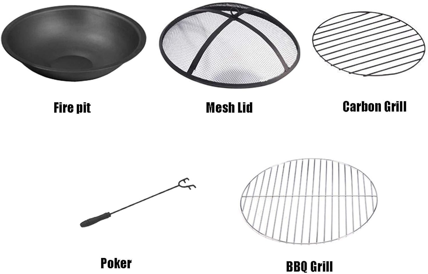 Outdoor Fire Pit Garden Terrace Wood Burning Fire Pit Bowl Barbecue Table, Outdoor Heater with Spark Screen Fireplace Poker, 88cm/34.6