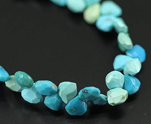blue shaded turquoise faceted briolette pear drop gemstone craft loose beads strand 8mm 9mm
