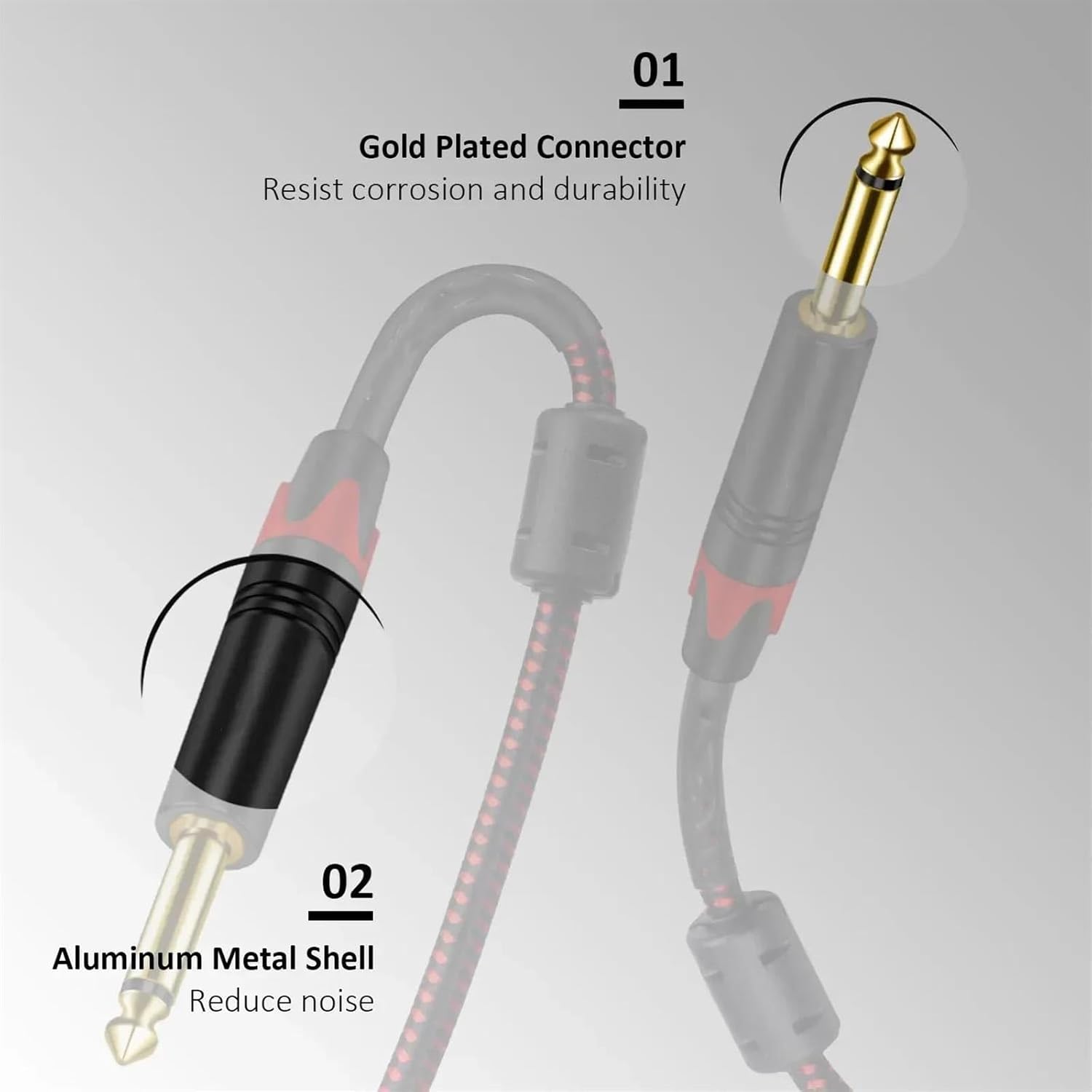 TSTS Guitar Audio Cable Instrument Cable 6.35mm Mono 1/4