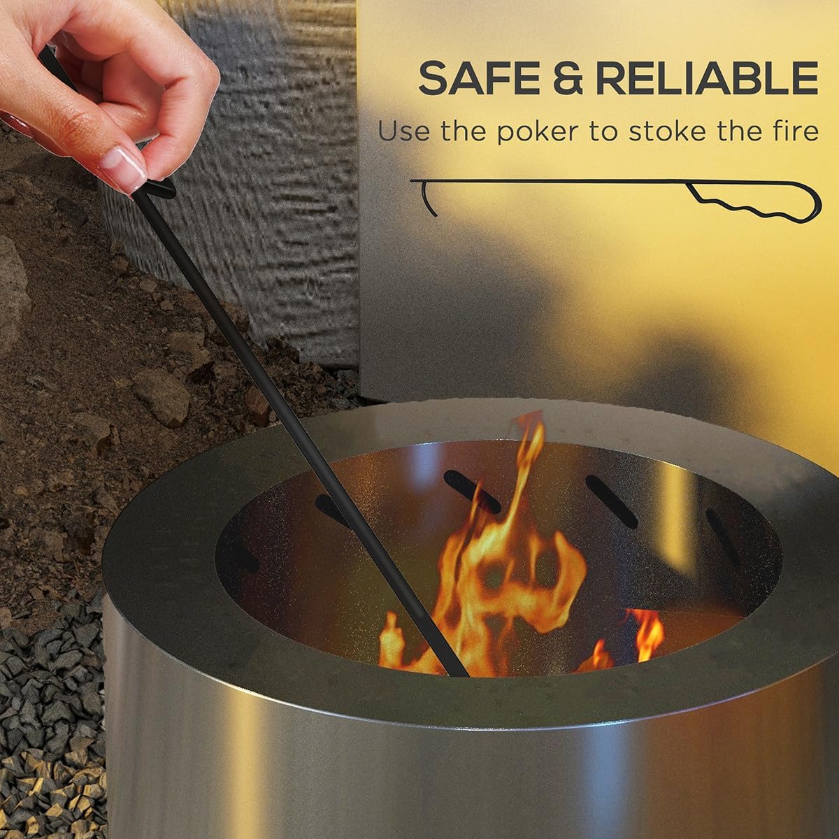 Smokeless Firepit Camping Stove Stainless Steel Wood Burning Fire Pit for Outside Portable Outdoor Fire Pit for Patio Backyard Bonfire Camping & Outdoor Heating Silver