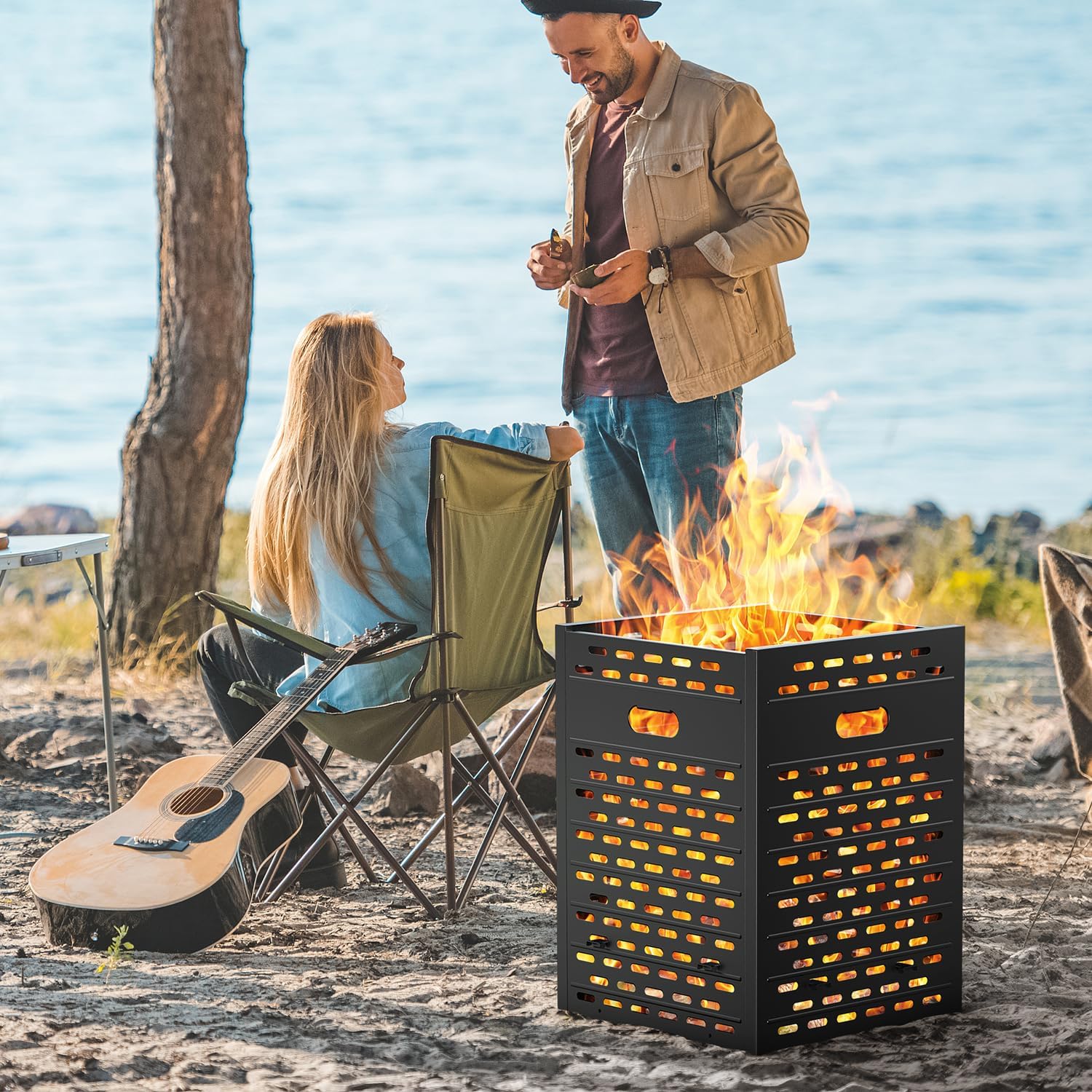 Fire Pit Burn Barrel 30 Inch 63 Gallon Ultra Thick Burn Drum for Yard Waste Incinerator Barrel Burn Cage for Outside Paper Leaf Trash Wood Backyard Bonfire