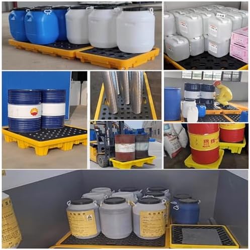 Heavy Duty Modular Spill Containment Pallet - Anti-Leak Platform for Oil Drums in Warehouses & Factories - Yellow & Black Polyethylene for Industrial Use