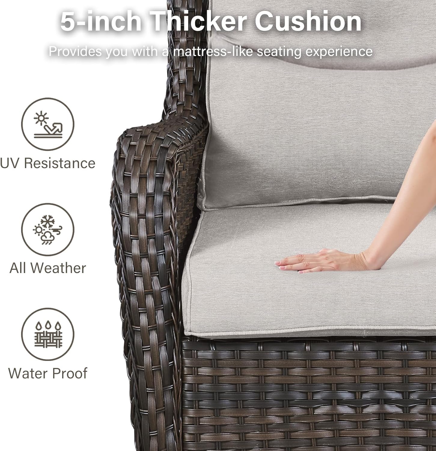 Outdoor Swivel Rocker Patio Chairs Set of 9 with 5