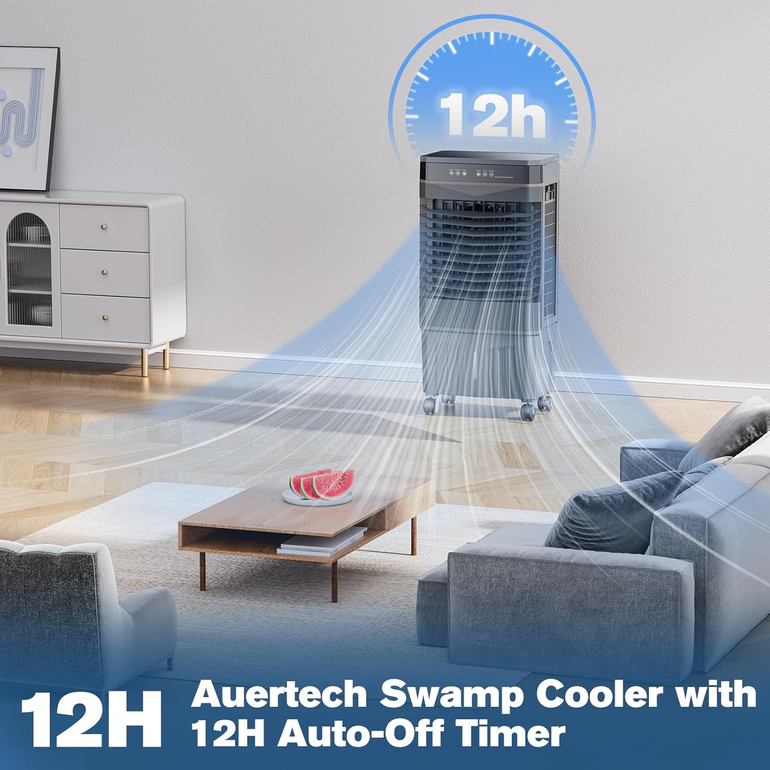 Auertech 5.5 Gal Swamp Cooler, 1800 CFM Portable Evaporative Air Cooler with 3 Speeds, Remote, 12H Timer, 120°Oscillation, Portable Air Coolers for Room, Garage, Bedroom