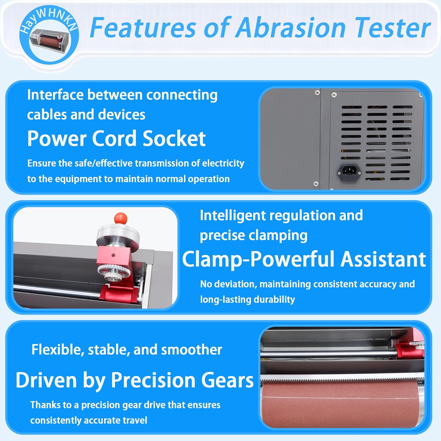 Automatic Abrasion Tester Machine, 220V 200W Rubber & Tire Drum Wear Test Equipment with 2.5N/5N Load, for Testing Wear Resistance of Leather, Rubber, Conveyor Belt, Shoe Sole, Plastics