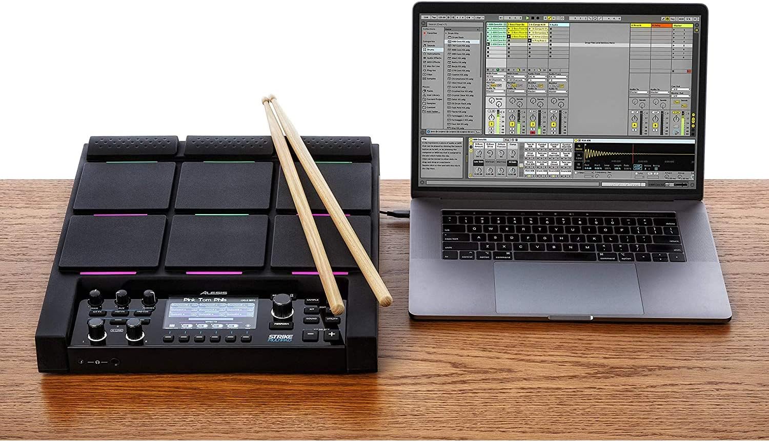 Alesis Strike Multipad - 9-Pad Percussion Instrument with Sampler, Looper, 2 Ins and Outs, Soundcard, Sample Loading via USB Thumb Drives and 4.3-Inch Display