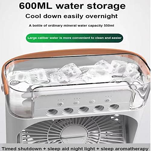 Mini Portable Air Conditioner, Usb Evaporative Cooler, 3 Speed Adjustment, 7 Color Led Humidifier, Office And Outdoor Dual Use (Blue)