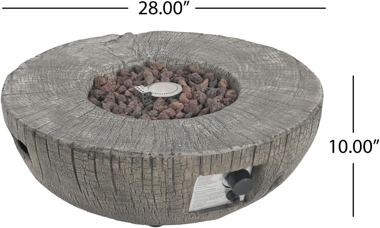 Patio Propane Fire Pit, 30,000Btu, Light Grey (Tank Cover Not Provided) Magnesium Oxide Light Grey Efficient and Warm Outdoor Lawn Cozy Gatherings