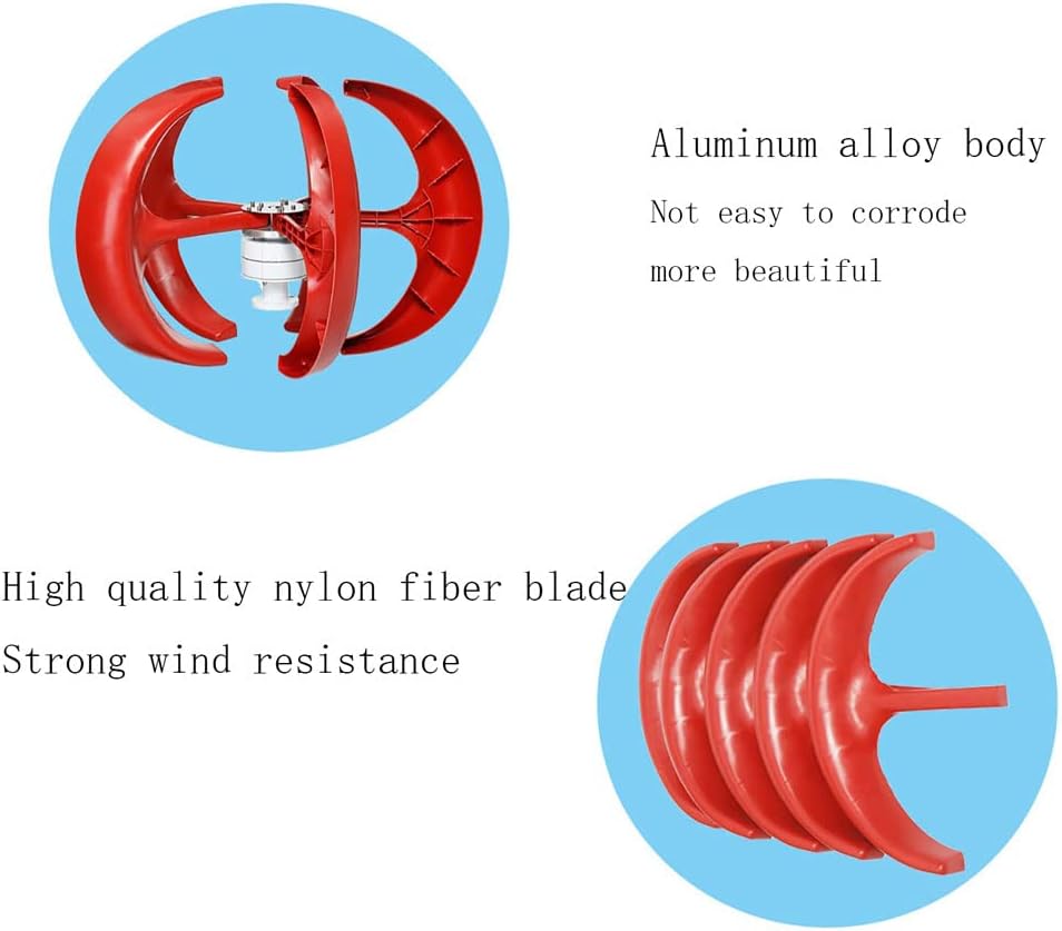 Vertical Wind Turbine Generator 3000W, 5 Blades Wind Power Motor Kit with MPPT Controller for Home Hybrids Streetlight