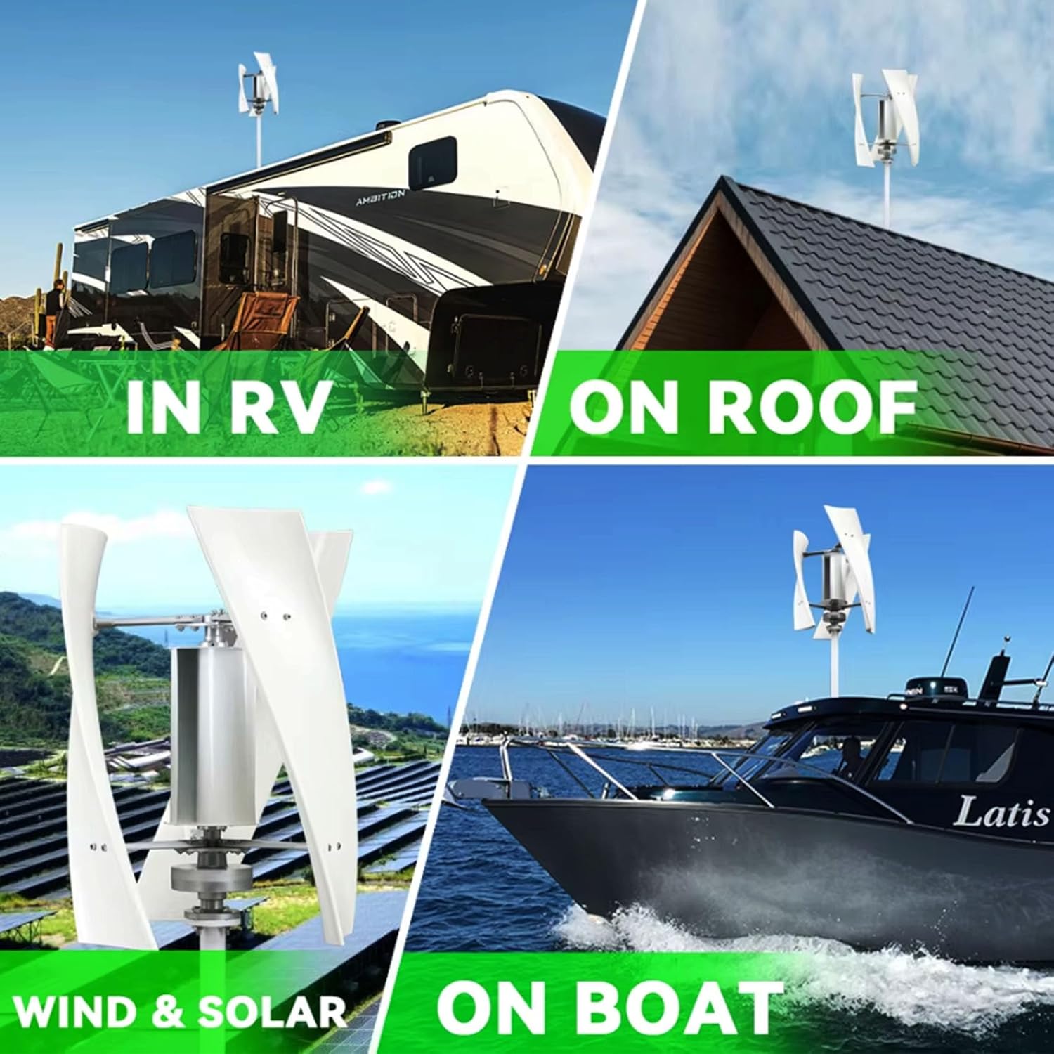 24v, 12000W Portable Vertical Shaft Wind Turbine Generator with MPPT Controller 12V 24V 48V 3 Blades Permanent Magnet Wind Turbine Generator for Home Street Lighting (White)