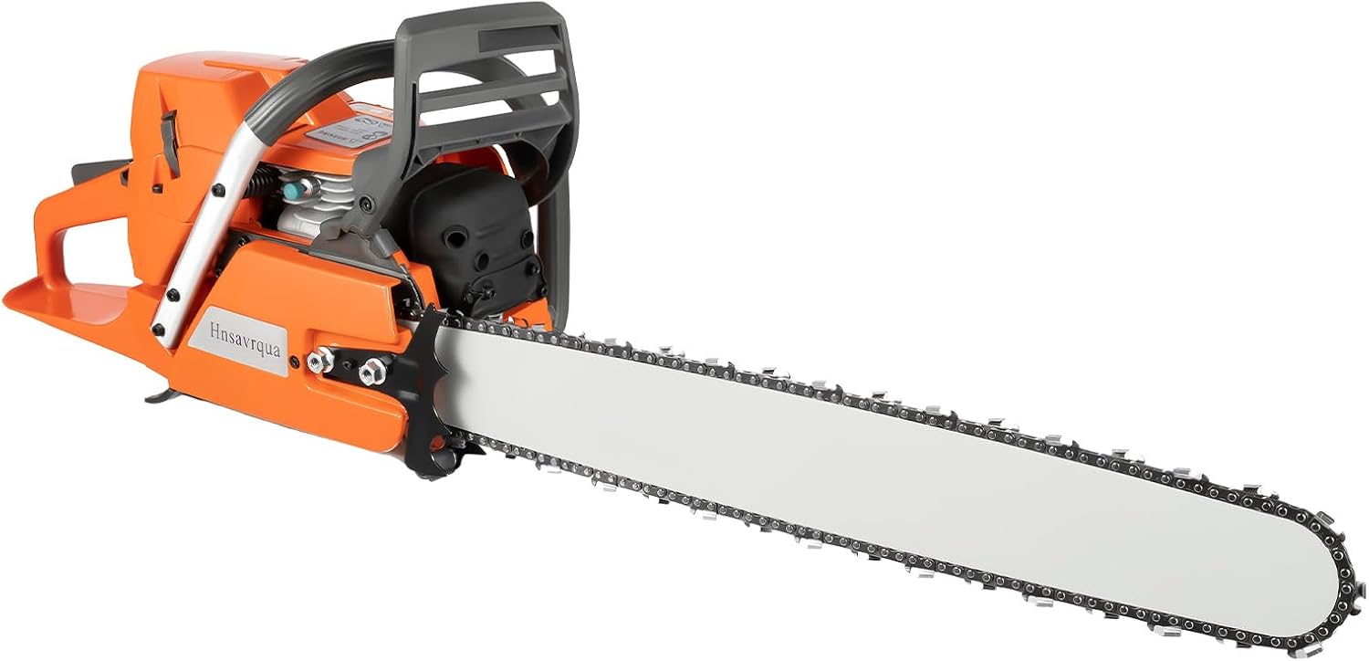 Gas Chainsaw, 2-Stroke Gasoline Chainsaw 3900W 71.8CC Powerful Portable Gas-Powered Chain Saws 2800RPM High Speed Chainsaw with Tool Bag and Guide Bar, Single Cylinder Chainsaw for Wood Cutting