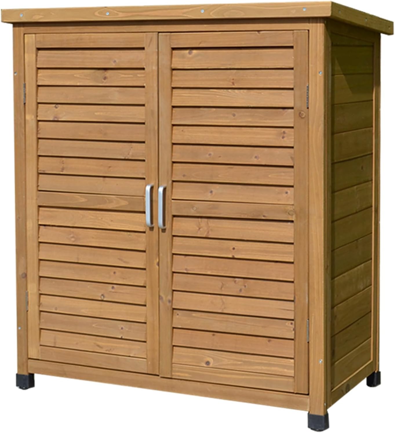 Storage Shed Waterproof with Shelves, Wooden Garden Shed with Magnetic Double Doors, Outside Waterproof Tool Storage Shed for Patio Furniture, Backyard, Lawn, Meadow, Farmland (One Color Brown)