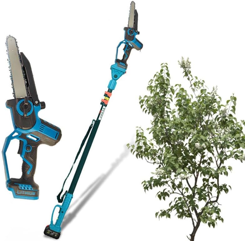 2-in-1 Electric Pole Saws for Tree Trimming, 6 Inch Mini Chainsaw Cordless with Extension Pole, Battery Powered Chain Saw, Tree Trimmer Limb Branch Cutter Pruner with 2 Battery