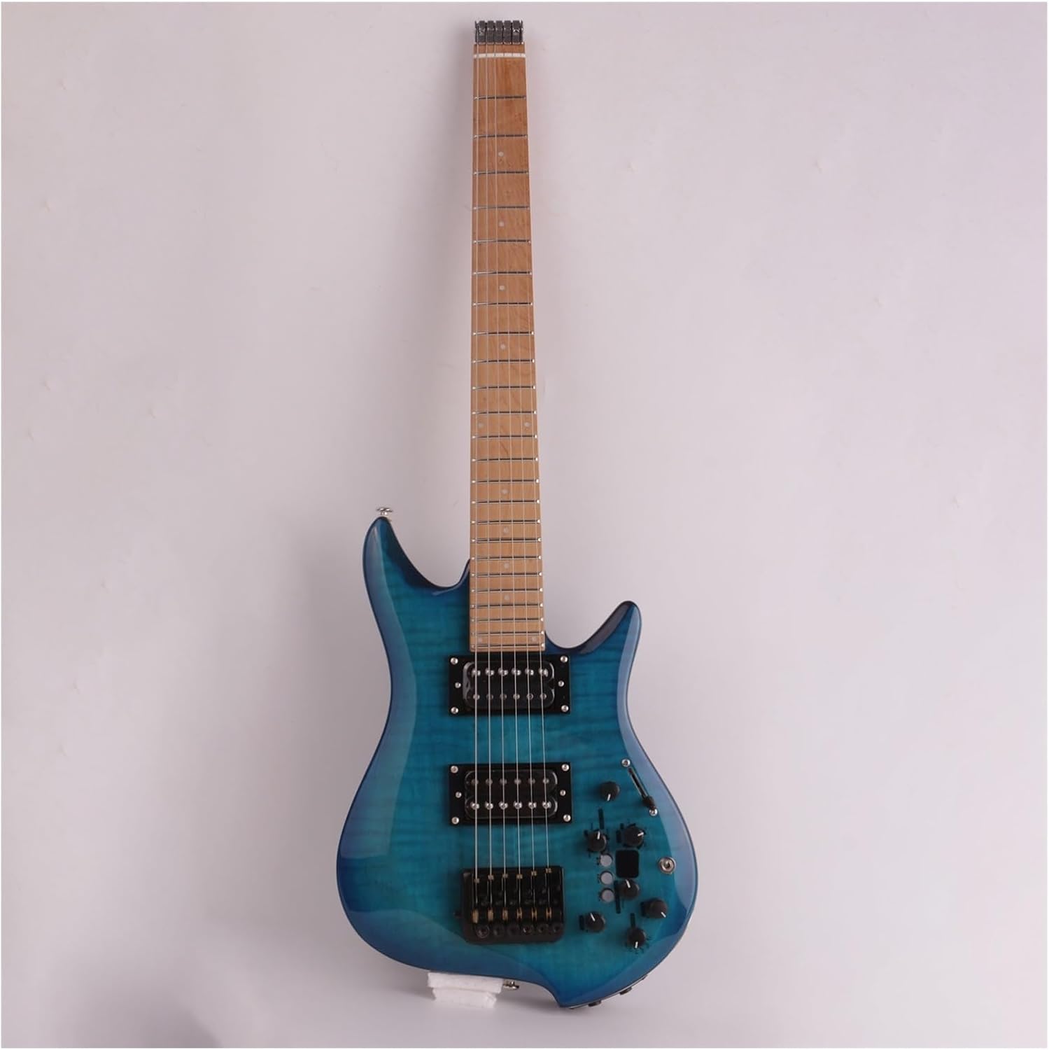 Headless Portable Travel Silent Electric Guitar Mahogany Body Rosewood Fingerboard Built in Effector Professional Headless Guitar (Color : 02)