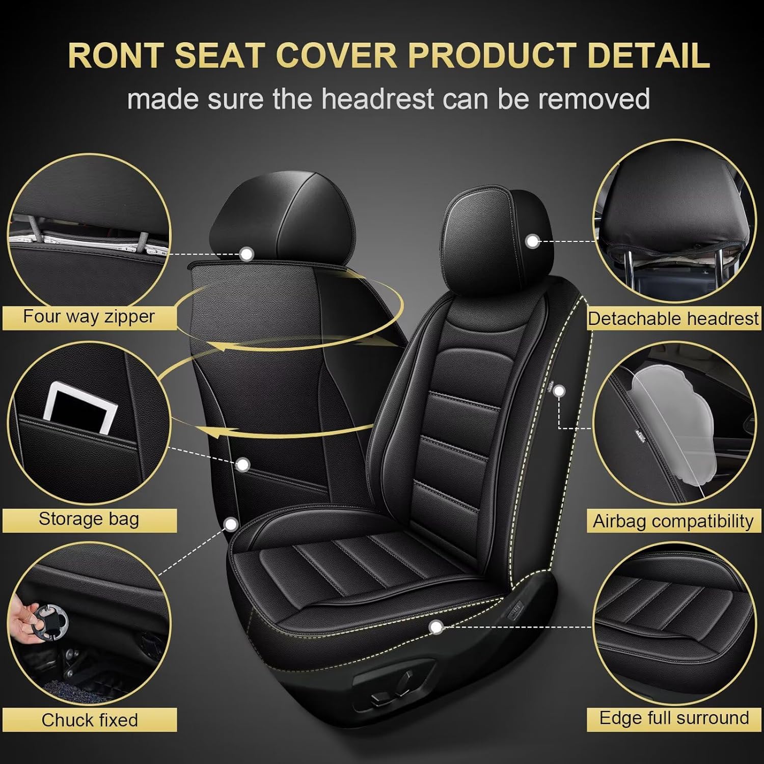 Car Seat Covers 2 Front Seat Fit for Subaru Crosstrek 2016-2026: Auto Interior Accessories, Waterproof Faux Leather Vehical Car Seat Cushions Cover(Black)