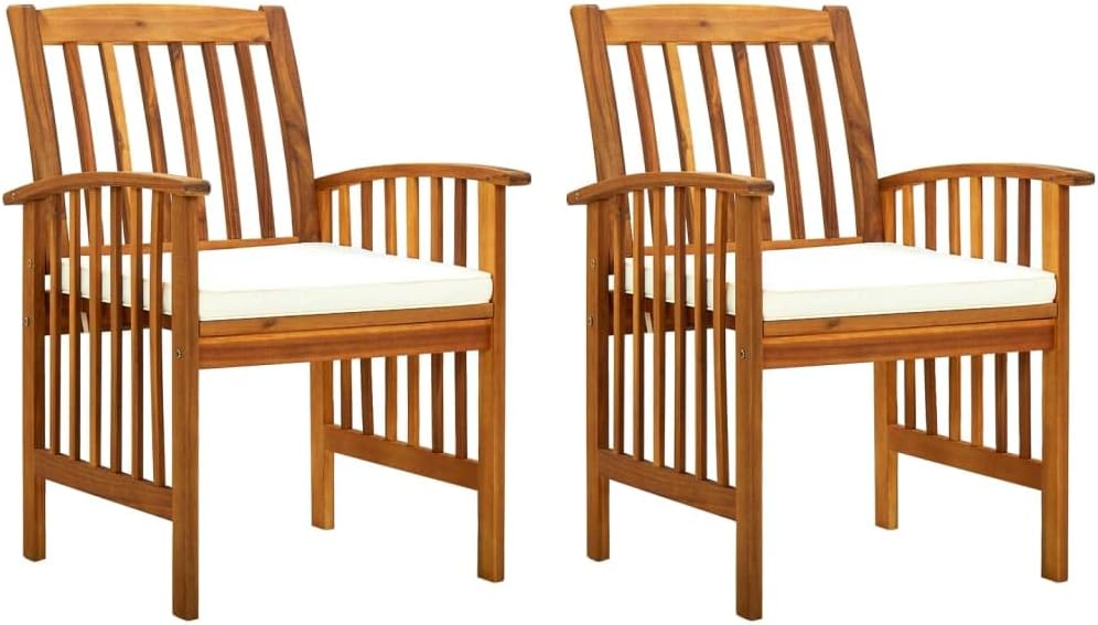 Patio Dining Chairs 2 pcs with Cushions Solid Acacia Wood,Durable Wooden Patio Dining Chairs with Slatted Design for Outdoor Dinning and Relaxation Outdoor Furniture, Outdoor Chairs