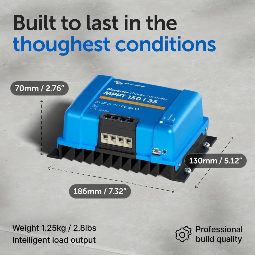 Victron Energy BlueSolar MPPT Solar Charge Controller - Charge Controllers for Solar Panels - 150V, 35 amp, 12/24/36/48-Volt