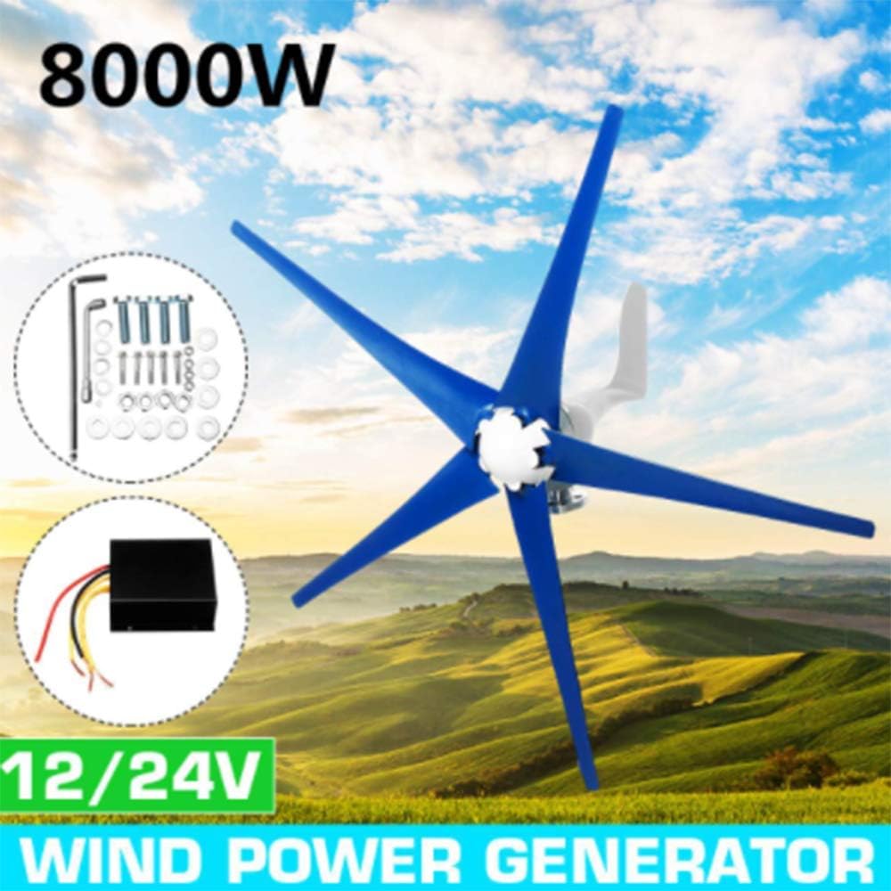 8000W 5 Blades 12V/24V Wind Turbines Generator Horizontal Wind Generator with Controller Windmill Energy Turbines Charge,24v