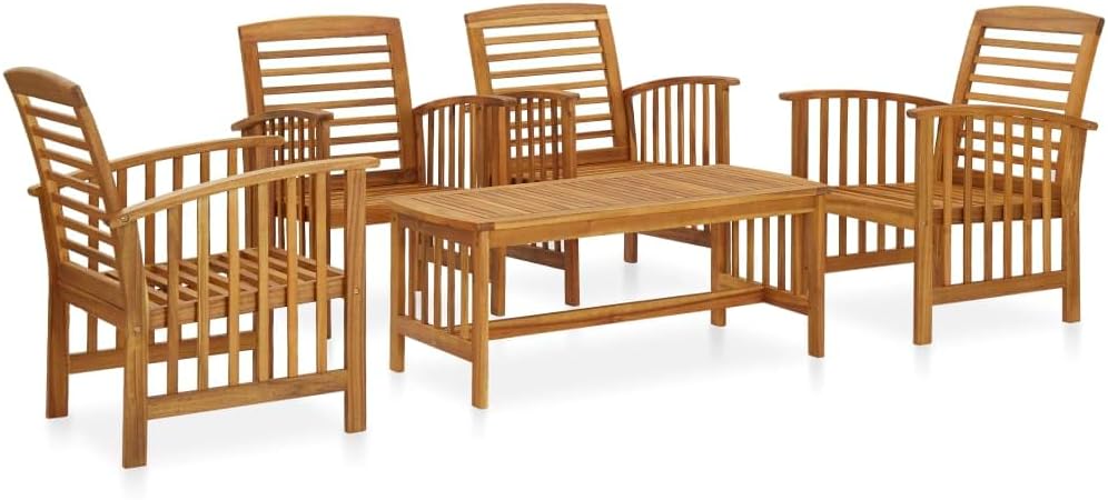 Patio Set 5 Piece Patio Lounge Set Solid Acacia Wood