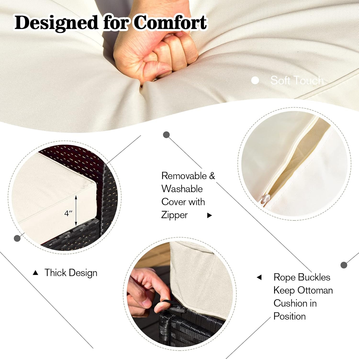 Tangkula 9 Pieces Outdoor Wicker Sectional Sofa with 42” 60,000 BTU Gas Fire Pit Table, Space-Saving Patio Conversation Set with Storage Box, Propane Fire Table, Waterproof Cover Included (Off White)