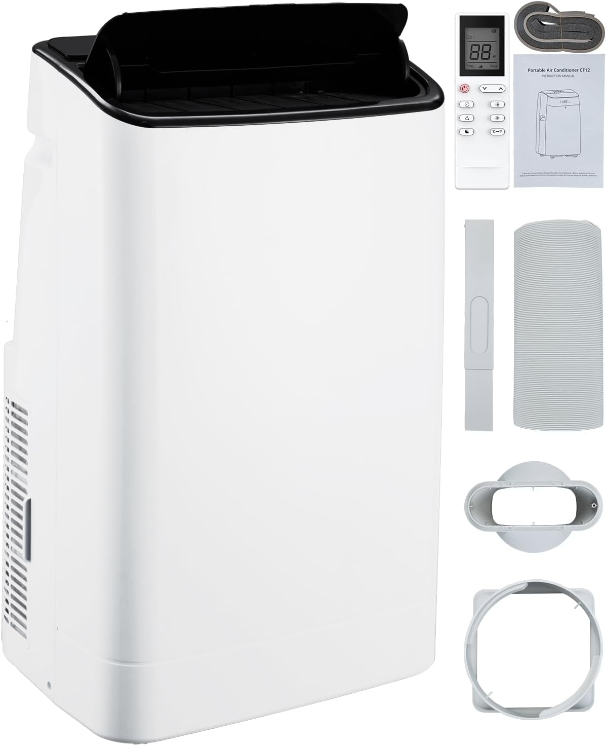 Portable Air Conditioner for Rooms up to 700 Sq. ft, 14,000 BTU 3-in-1 AC unit with Dehumidifier and Cooling Fan with 3 Speeds, Digital Display, Remote Control, 24-hour Timer, Window Vent Kit